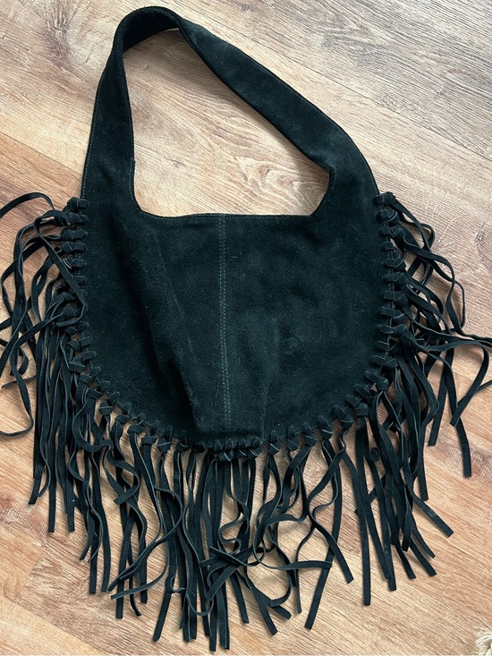 Free People Handbags - Free People Riley Fringe Bag RT $98 RARE Black Suede